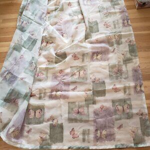 Butterfly shower curtain semi sheer purple green muted tones 70" x 72"